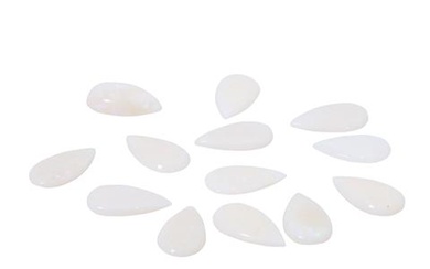 13 kalibrierte, tropfenförmige Opal-Cabochons von zus. ca. 39,5 ct