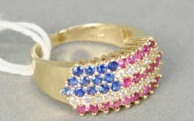 14 karat gold and cubic zirconia ring in the form of a