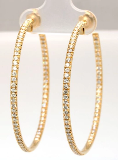 14 kt. Yellow gold - Earrings - 1.85 ct Diamond