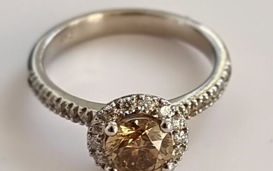 1.48 tcw Diamond Ring - 14 kt. White gold - Ring - 1.13 ct Diamond - Diamonds