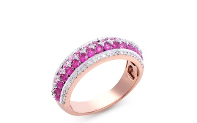 14KT Rose Gold 1.56ctw Ruby and Diamond Diamond Ring
