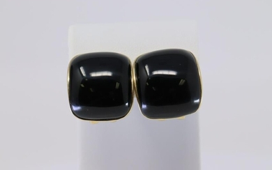 14Kt Yellow Gold Black Onyx Earrings