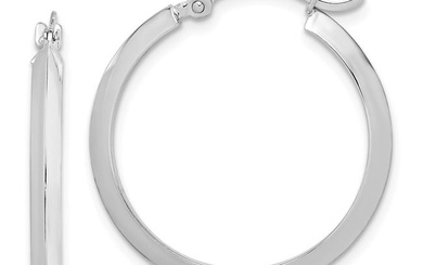 14k Yellow Gold Polished White Gold Hoop