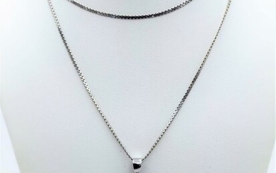 18 kt. Gold, White gold - Necklace with pendant - 0.18 ct Diamond - Diamonds