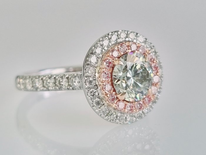 18 kt. Pink gold, White gold - Ring - 1.01 ct Diamond - Diamonds