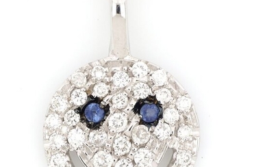 18 kt. White gold - Necklace, Necklace with pendant - 0.45 ct Diamond - Sapphires