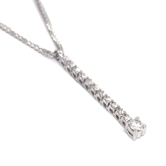 18 kt. White gold - Necklace with pendant - 0.285 ct Diamonds