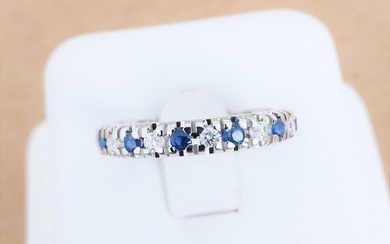 18 kt. White gold - Ring - 0.36 ct Diamond - Sapphire