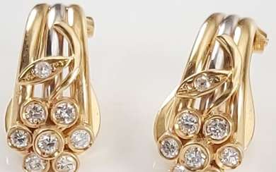 18 kt. White gold, Yellow gold - Earrings - 0.42 ct Diamond