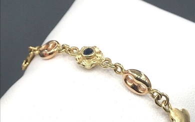 18 kt. Yellow gold - Bracelet - 0.06 ct Ruby - Sapphire