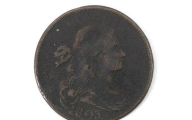 1803 DRAPED BUST 1 CENT COIN, G6
