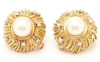 18K Pearl & Diamond Earrings