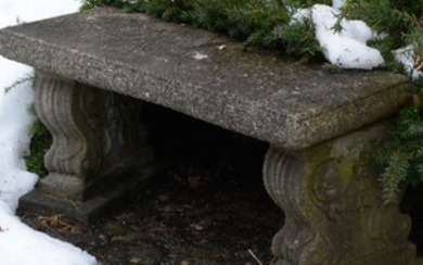 Carved Stone Garden Bench