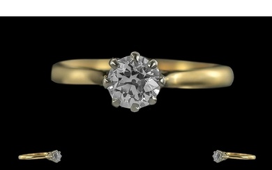 18ct Gold Pleasing Single Stone Diamond Set Ring. Marked 18c...