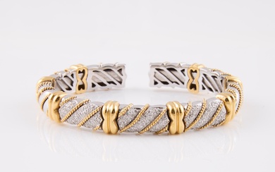 18k White And Yellow Gold Open Bangle