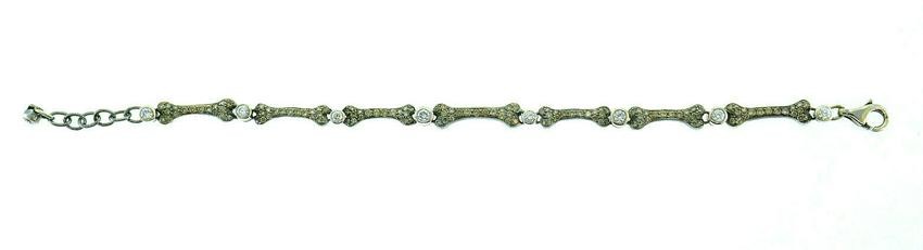 18k White Gold Diamond Bone Chain Bracelet