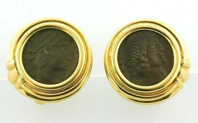 18k Yellow Gold Bvlgari Bulgari Coin Earrings