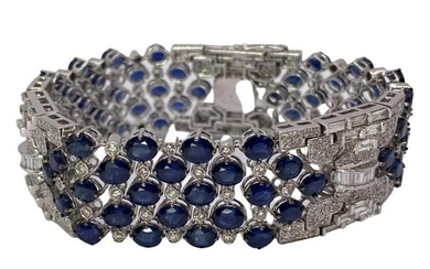 18kt WG, 6.98ct Diamond and 35.85ct Sapphire Bracelet