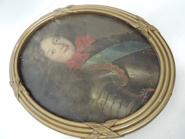 18th Century 17" Long Gilt Oval Oil Gentleman Portrait...