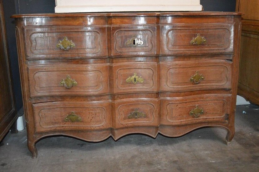 18th century oak crossbow chest of drawers with...