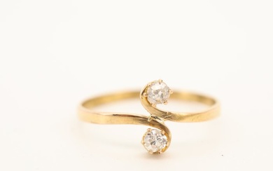 19.2K gold ring with diamonds. <br> <br>Set with: <br>2 old...