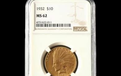 1932 $10 Gold Indian Head Eagle, NGC MS62