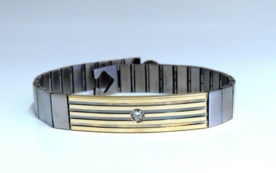 1980's Retro Mod 18kt Stainless Steel Diamond Bracelet