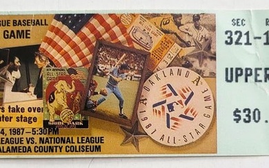 1987 MLB All-Star Game Ticket Stub Oakland - Alameda County Coliseum July 14,1987