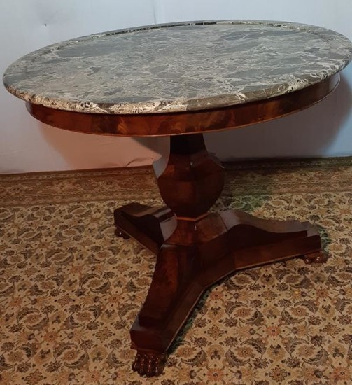 19TH C. FRENCH EMPIRE MARBLE TOP GUERIDON