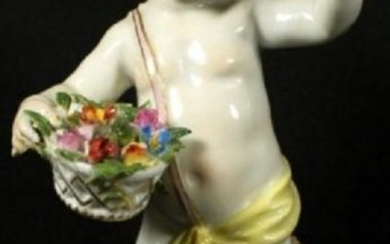 19Th C. Meissen Figure Of Boy With Flowers