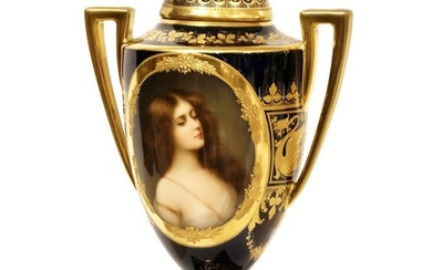 19th C. Austrian Royal Vienna Hand Painted Porcelain Vase, Signed By Wagner