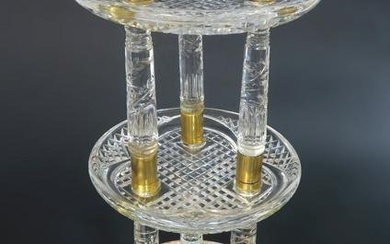 19th C. Bronze Marble & Baccarat Crystal Centerpiece