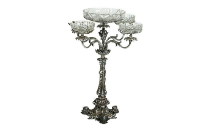 19th C ENGLISH SILVERPLATED CANDELABRA EPERGNE