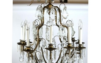 19th C. French Bronze & Crystal Chandelier
