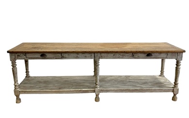 19th C. French Painted Draper's Table w/ Drawers 31 1/2"H,...