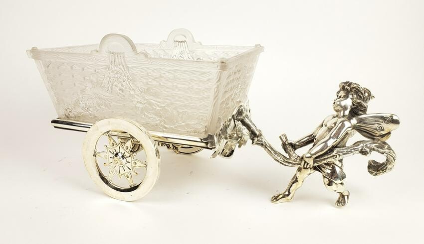 19th C. French Silverplated Large Figural Carriage w/