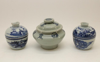 19th C. Lidded Rice Bowls and Jar