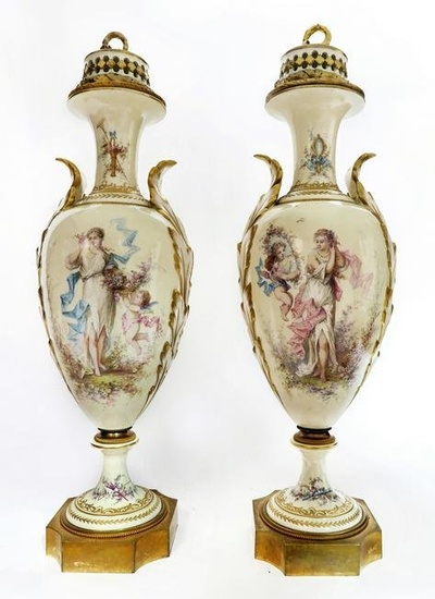 19th C. Pair of French Sevres Vases