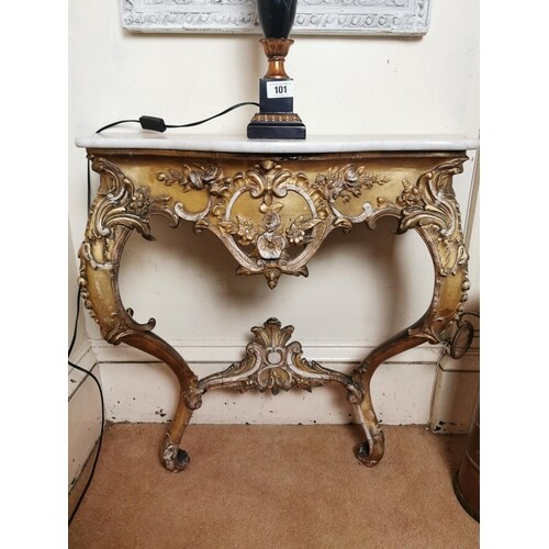 19th. C. giltwood and marble console table the shaped marble...