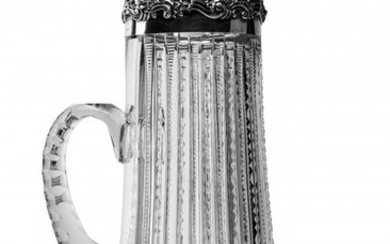19th Century Cut Glass & Sterling Pitcher