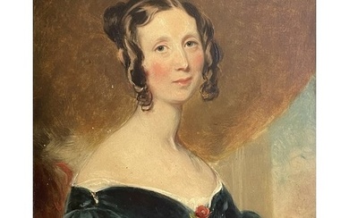 19th century, English school, portrait of a lady, oil on boa...