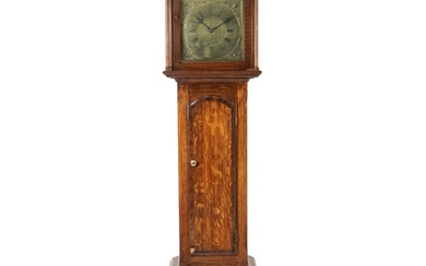 19th century oak longcase clock with brass face having a cir...