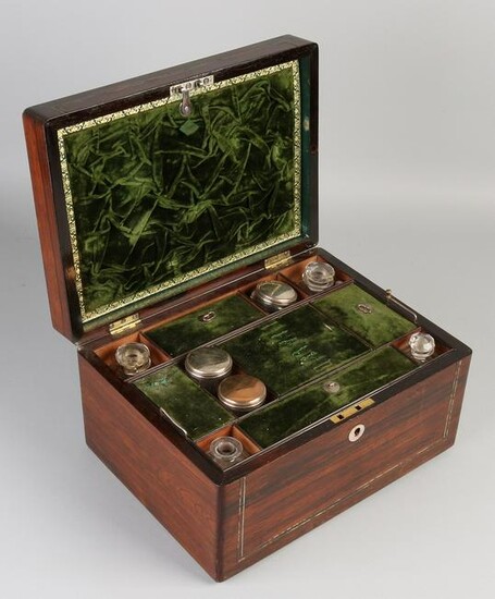 19th century rosewood toilet box with mother of pearl