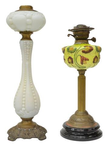 (2) VICTORIAN SATIN GLASS OIL LAMPS