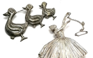 2 x silver brooches - ballerina (7cm) by D H Phillips (Frede...