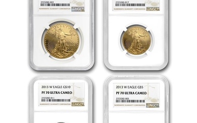 2013-W 4-Coin Proof American Gold Eagle Set