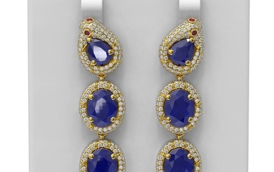 21.3 ctw Sapphire & Diamond Earrings 18K Yellow Gold