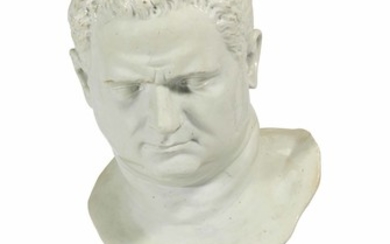 A DOCCIA (CARLO GINORI) WHITE PORTRAIT BUST OF THE EMPEROR VITELLIUS, CIRCA 1754-60, AFTER THE ANTIQUE