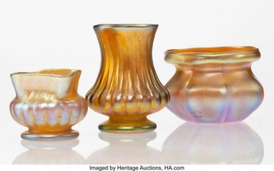 23009: A Group of Three Tiffany Studios Favrile Glass V