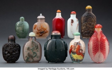 25009: A Group of Ten Chinese Snuff Bottles Marks to on